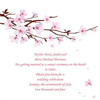 Invitación de boda de flor de cerezo