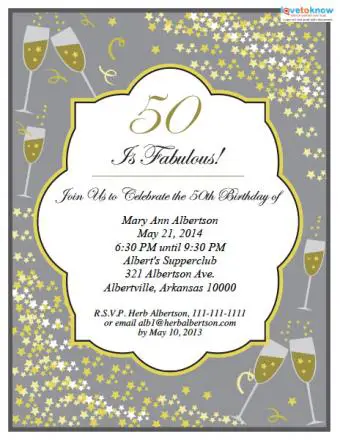Invitación elegante a fiesta de cumpleaños número 50