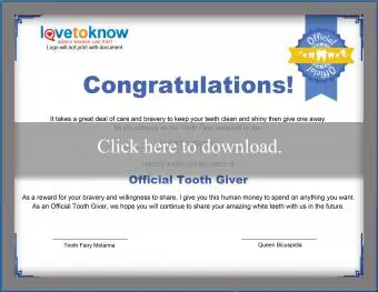 certificado de hada de los dientes
