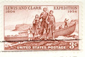 Sello postal de la gira de Lewis y Clark 1954
