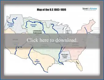 Mapa de EE. UU. 1803 a 1809