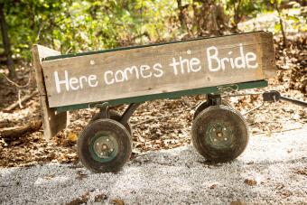 carruaje de boda rústico para la novia