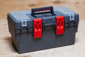 caja de herramientas reutilizada para suministros de costura
