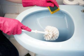 Limpiar un inodoro con un cepillo de baño 