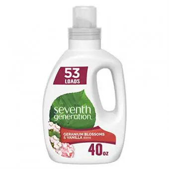 Detergente concentrado para ropa Seventh Generation, flor de geranio y vainilla, 40 oz (53 cargas)